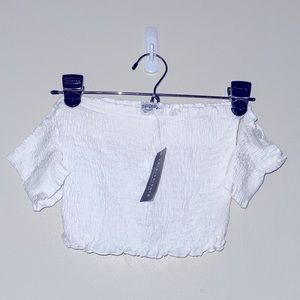 Fashion Nova white crop top with short sleeves